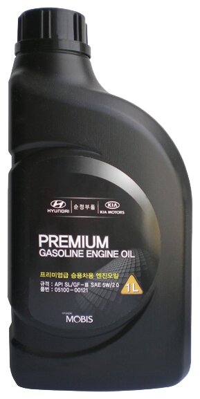 Масло моторное HYUNDAI 5W20 п/синт.1л PREMIUM GASOLINE OE 05100-00121