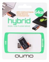 Флешка Qumo Hybrid 64Gb черный