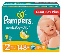 Pampers подгузники New Baby-Dry 2 (3-6 кг) 148 шт.