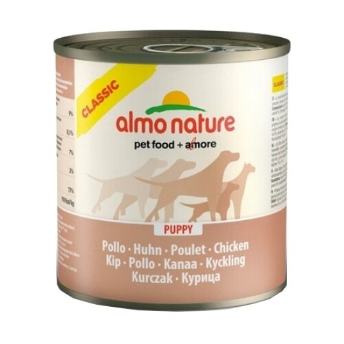 Влажный корм для щенков Almo Nature Classic, курица 1 уп. х 6 шт. х 280 г pet mi сухой корм с напылением курицы для щенков 7 7 кг