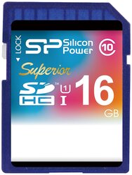 Карта памяти Silicon Power Superior SDHC UHS Class 1 Class 10 16 GB, чтение: 90 MB/s, запись: 45 MB/s