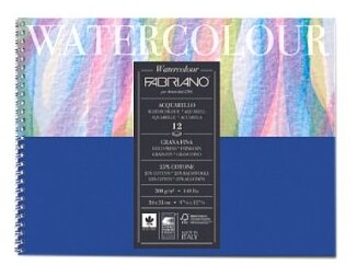 Альбом для акварели Fabriano Watercolour  21 х 13.5 см (13,5х21 см), 300 г/м², 12 л. белый