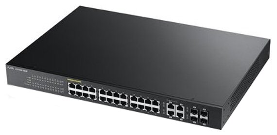 Коммутатор управляемый ZYXEL GS192024HPV2-EU0101F интеллектуальный High Power PoE Gigabit Ethernet с 24 разъемами RJ-45 и 4 SFP-слотами совмещенными с