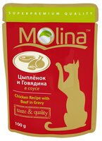 Корм для кошек Molina Пауч для кошек Цыпленок и говядина в соусе (0.1 кг) 24 шт.