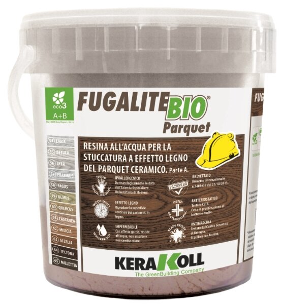 Затирка для плитки двухкомпонентная на эпоксидной основе Kerakoll Fugalite Bio Parquet (3кг) 63 Afzelia