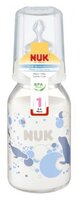 NUK Classic бутылочка стеклянная с соской из силикона, 125 мл с рождения, синий