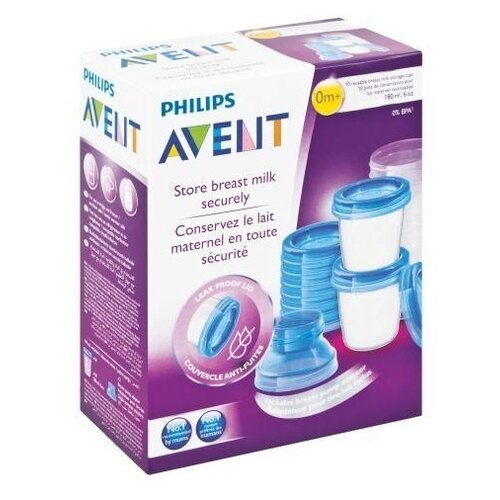 Philips AVENT Контейнеры для хранения грудного молока 180 мл SCF618/10, 10 шт