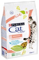 Корм для кошек CAT CHOW Sensitive с лососем и рисом (1.5 кг) 1.5 кг