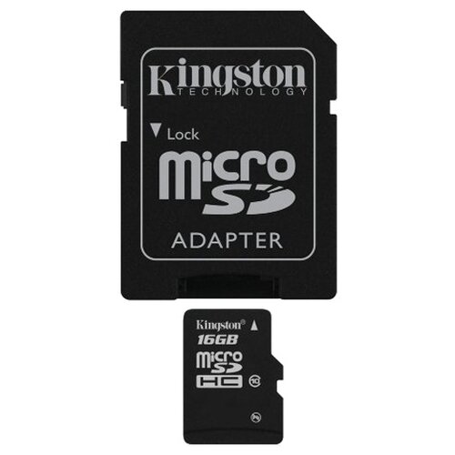 MicroSD 16GB Kingston Class 10 +SD адаптер