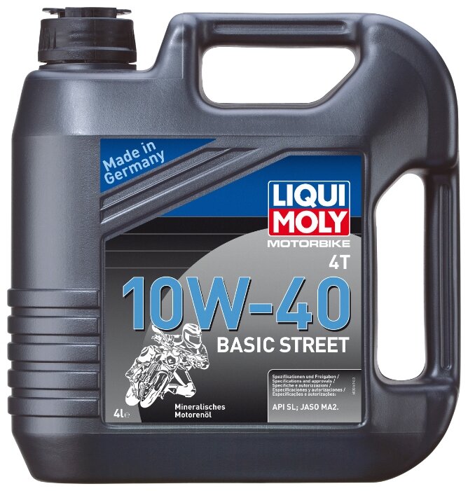 LiquiMoly 10W40 Motorbike 4T Basic Street (4L)_масло моторн.! для мотоциклов минер.\API SL, JASO MA2