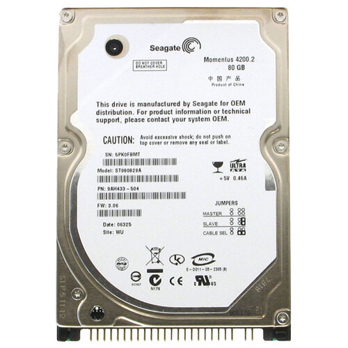 фото Для домашних пк seagate жесткий диск seagate st980829a 80gb 4200 ide 2,5" hdd