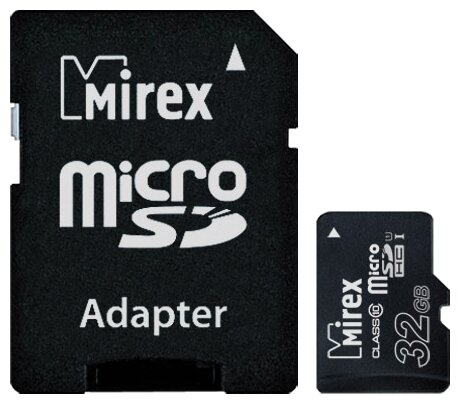Карта памяти Mirex microSDHC Class 10 UHS-I U1 32GB + SD adapter