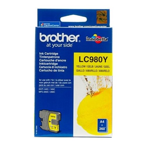 Картридж Brother LC980Y, 260 стр, желтый картридж hi black hb lc1100c lc980c для brother dcp 145c dcp 165с 195c mfc 165c mfc 250c