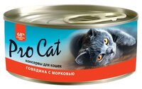 Корм для кошек Pro Cat Для кошек говядина с морковью консервы (0.1 кг) 1 шт. 0.1 кг 1