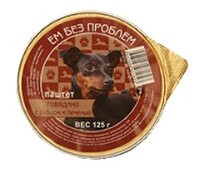 Корм для собак Ем Без Проблем Паштет для собак Говядина с рубцом и печенью (0.125 кг) 16 шт.