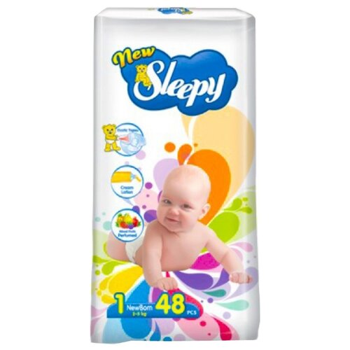 Sleepy подгузники Sleepy New Newborn (2-5 кг) 48 шт., 48 шт., , белый