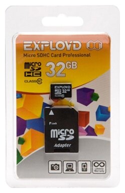 Карта памяти Exployd microSDHC 32Gb, Class10, с адаптером