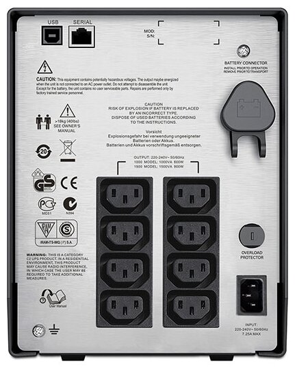 Интерактивный ИБП APC by Schneider Electric Smart-UPS SMC1000I черный 600 Вт