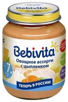 Пюре Bebivita овощное ассорти с цыпленком (с 7 месяцев) 100 г, 3 шт