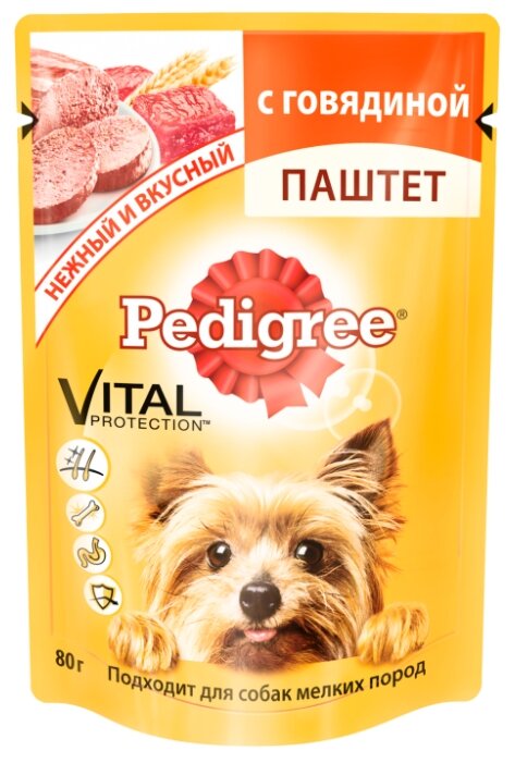 Pedigree для профилактики МКБ, для здоровья кожи и шерсти, говядина 80г (для мелких пород)