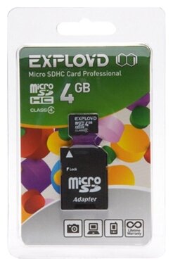 Карта памяти EXPLOYD microSDHC Class 4 + SD adapter