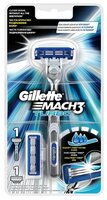 Бритвенный станок Gillette Mach3 Turbo сменные лезвия: 3 шт.