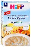 Каша HiPP молочная рисово-кукурузная с персиком и абрикосом с пребиотиками (с 4 месяцев) 250 г