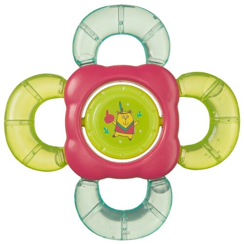 фото Прорезыватель-погремушка Happy Baby Teether rattle 20011 зеленый/розовый