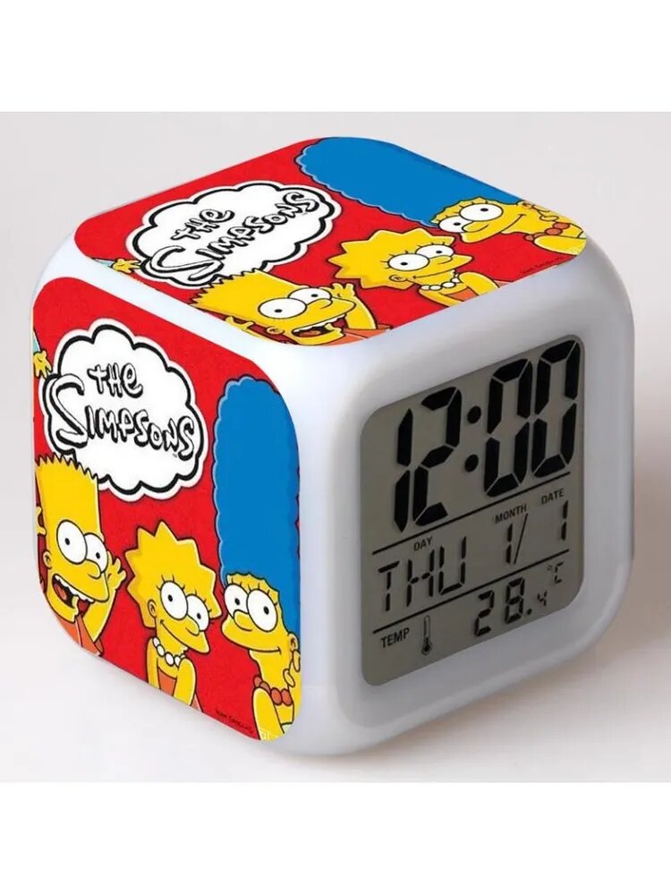 Настольные электронные часы "The Simpsons" с подсветкой, 8x8x8 см, 1 шт