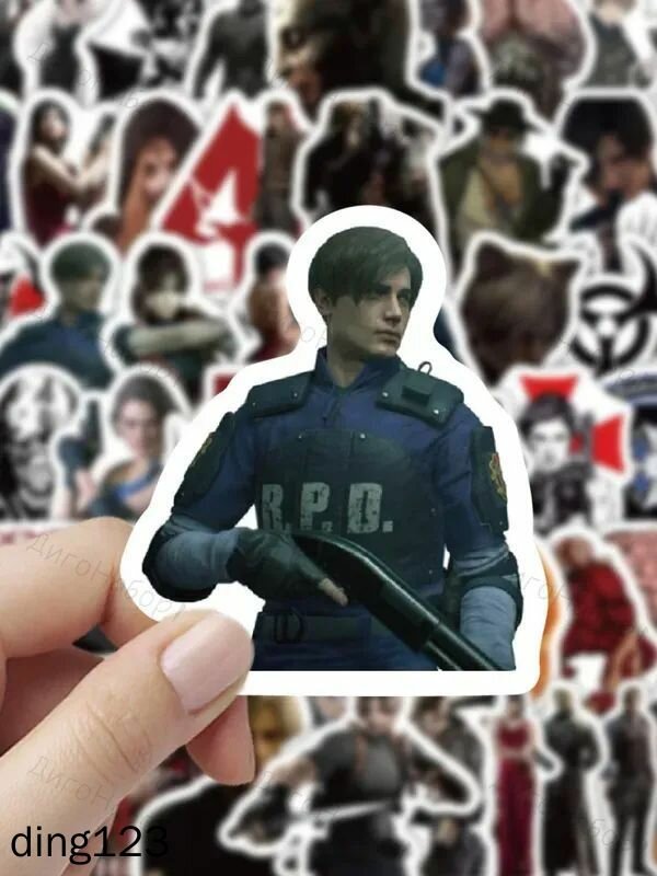 Наклейки Resident Evil - 60 разнообразных стикеров с персонажами и символами для подарка фанатам игры — фото 1