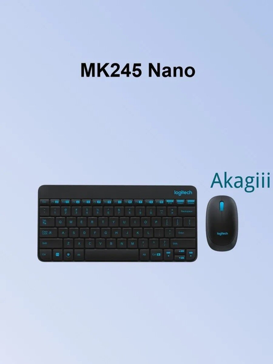 Комплект клавиатура, мышь беспроводная MK245 NANO, Английская раскладка, черный
