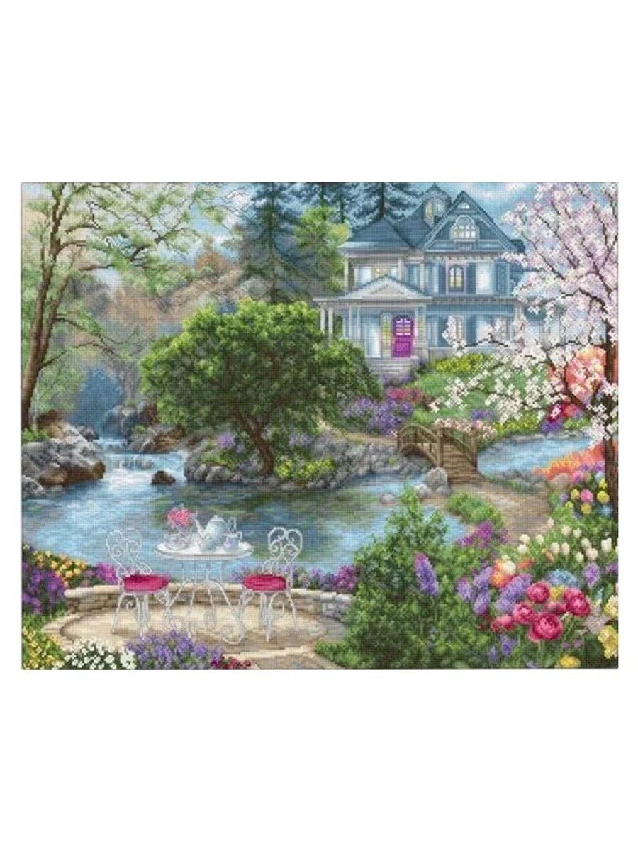 Набор для вышивания «Вид во двор»: 16CT-420X340, канва 18 Aida, счётный крест, 61 цвет
