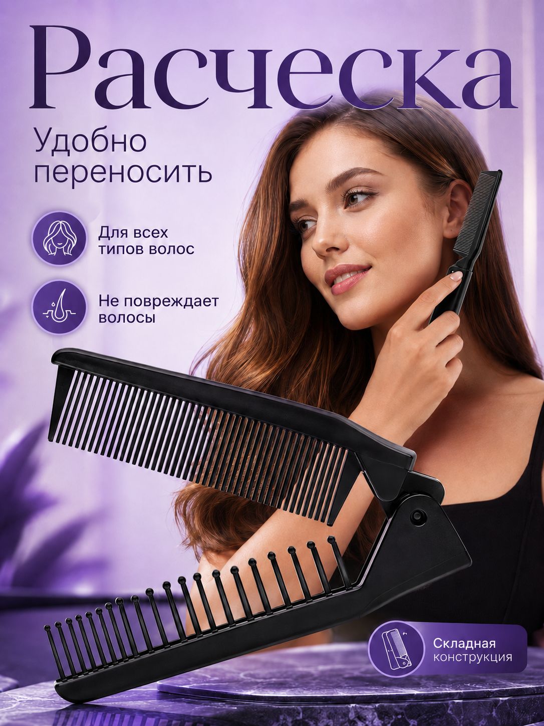Расческа складная для волос; Компактная расческа дорожная