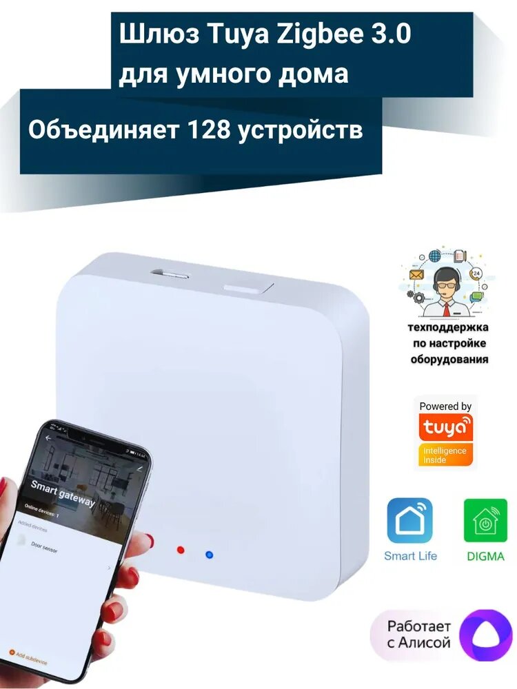 Шлюз для умного дома Zigbee 3.0 беспроводной центр управления белый