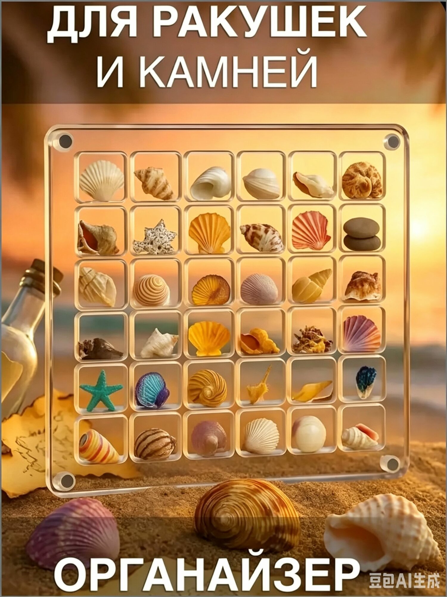 Акриловая магнитная рамка для ракушек / витрина / коробка для хранения бриллиантов