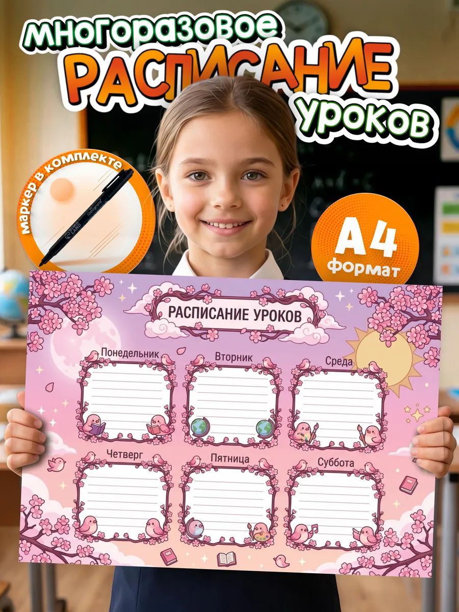 Многоразовое расписание уроков Птички