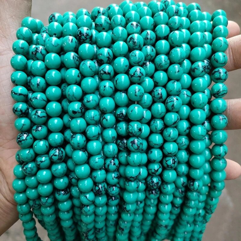 Бусины из лавового камня, бирюзы, агата 4-12 мм 4mm (approx 91pcs), Green Howlite