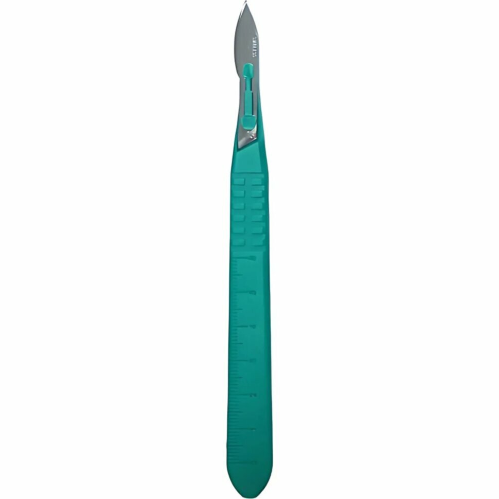 Скальпель хирург, однор, лезвие из нерж. стали р-13, RIBBEL 10шт/уп, 2371277