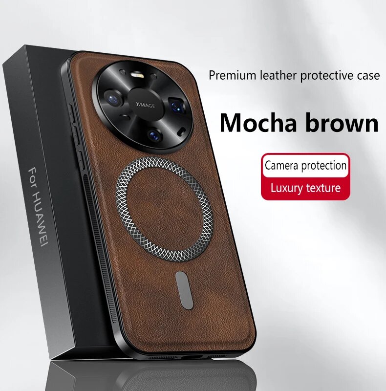 Кожаный защитный чехол Huawei Mate 70 Pro Brown