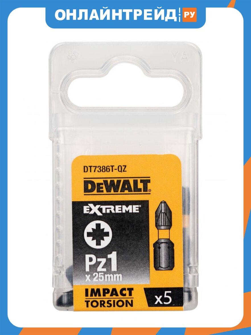 Биты ударные Dewalt DT7386T [25мм, PZ1, Torsion, 5шт]