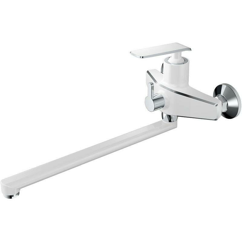 Смеситель для ванны Haiba HB548-8 HB22548-8 белый хром, универсальный, рычажное управление, латунь