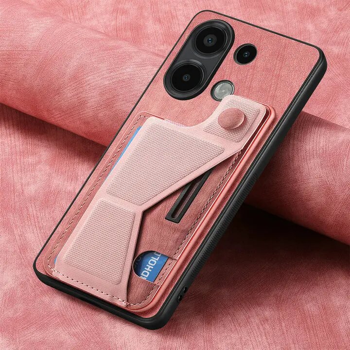 Розовый кожаный чехол-бумажник для Xiaomi Poco X8 Pro Max