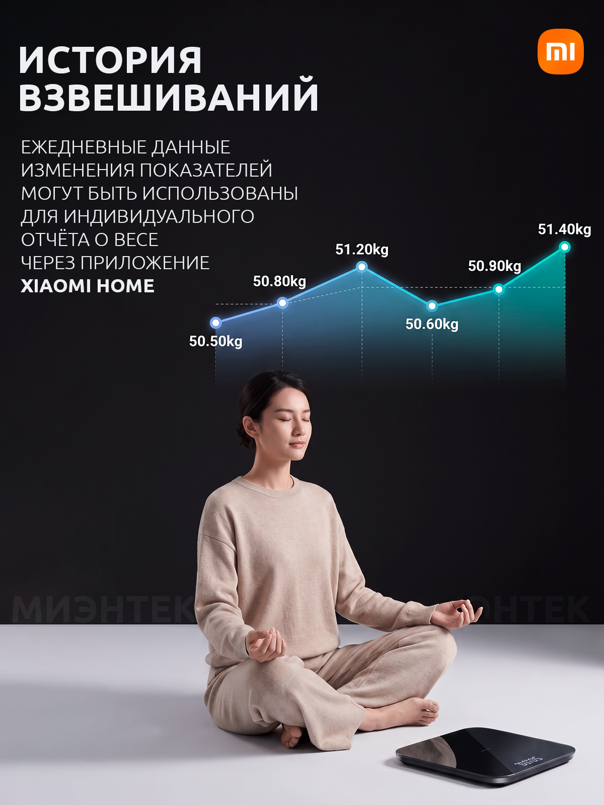 Умные весы напольные Xiaomi Smart Scale S200 MJTC02YM, Bluetooth, синхронизация со смартфоном, черные — фото 1