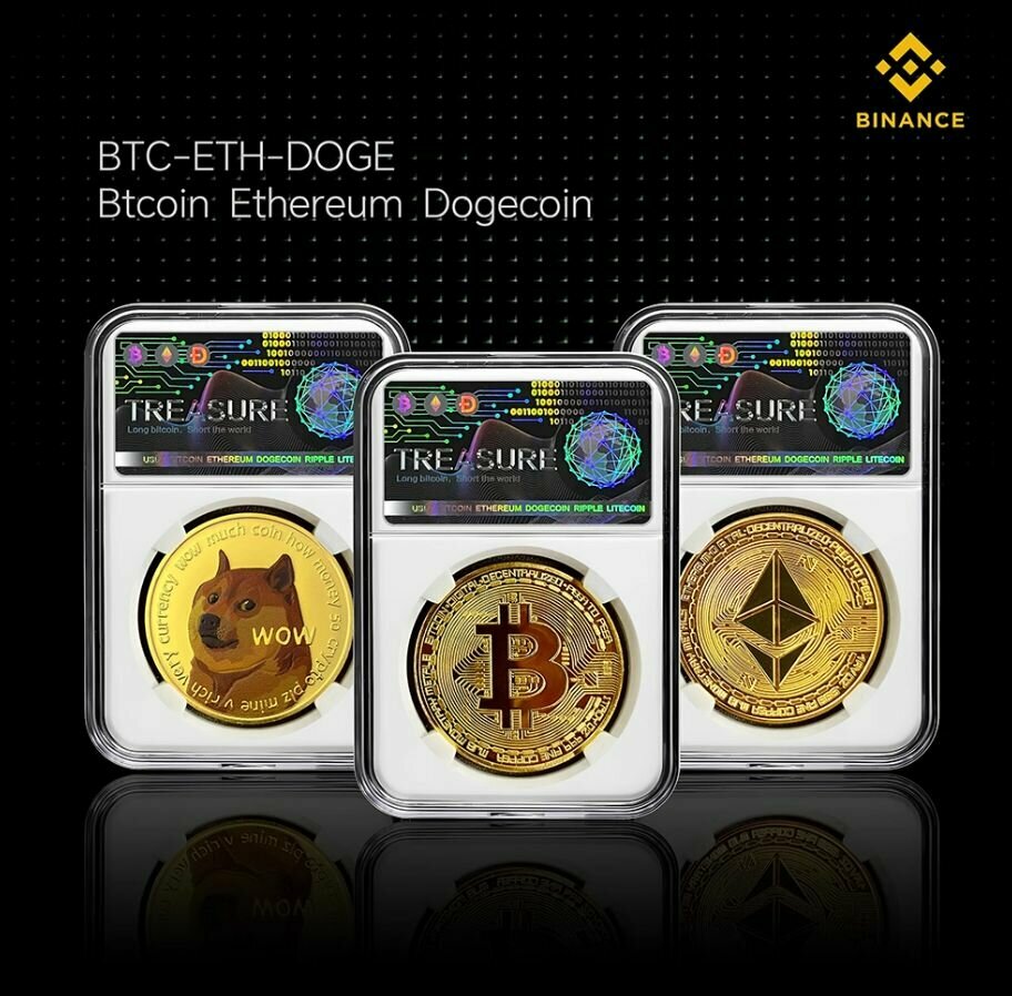 Собачьи+BTC+ETH монеты/DOGE+BTC+ETH coin/Памятные монеты игрушки и Подарки