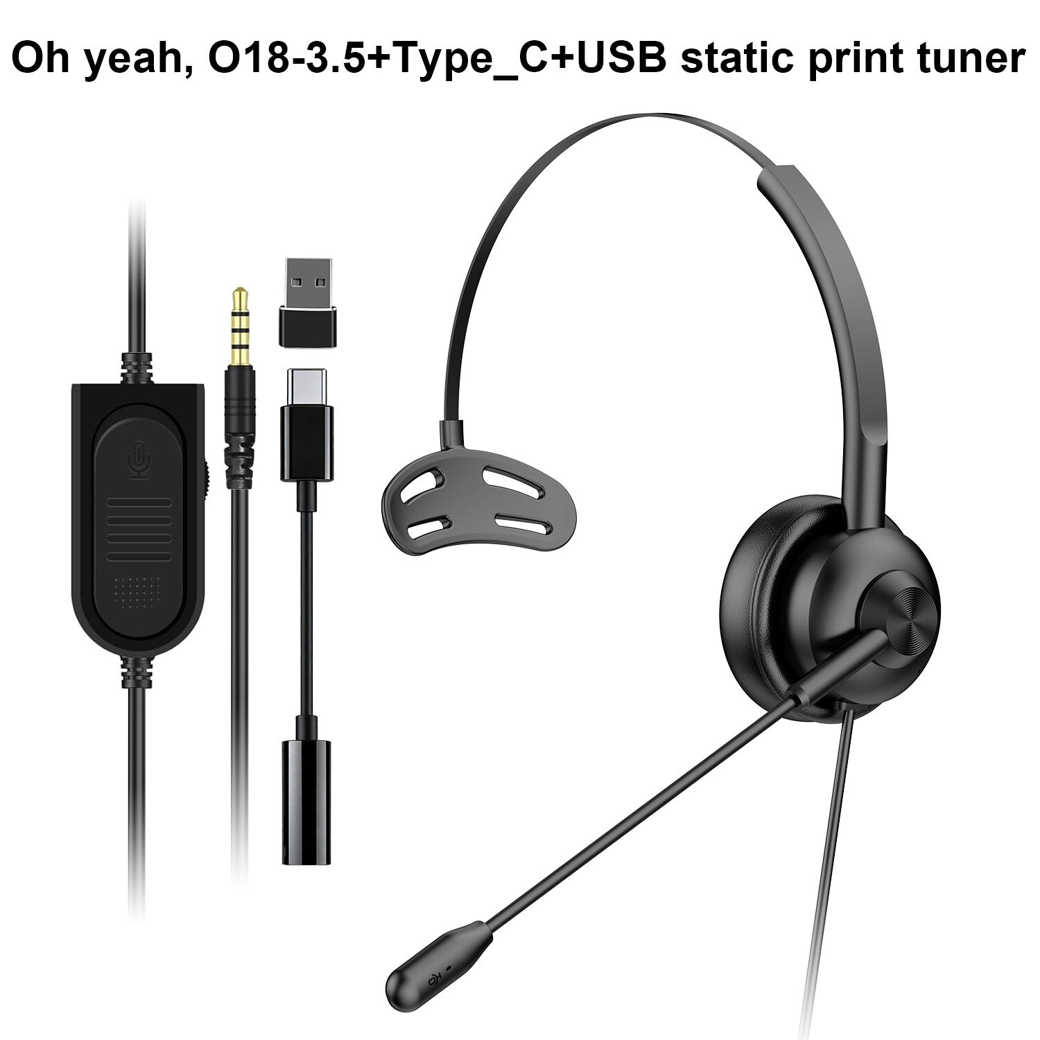 OY O18 3.5мм Type-C USB гарнитура с пультом регулировки громкости и отключением звука, моногарнитура для колл