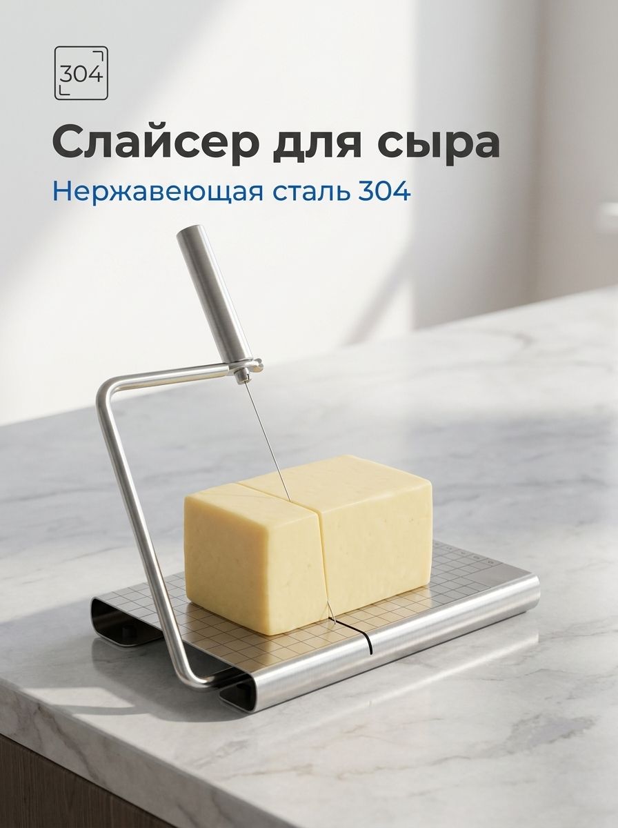 Струнный ручной слайсер из нержавеющей стали 304, сырорезка со шкалой, кухонный резак для сыра, масла, хлеба, овощей и мыла