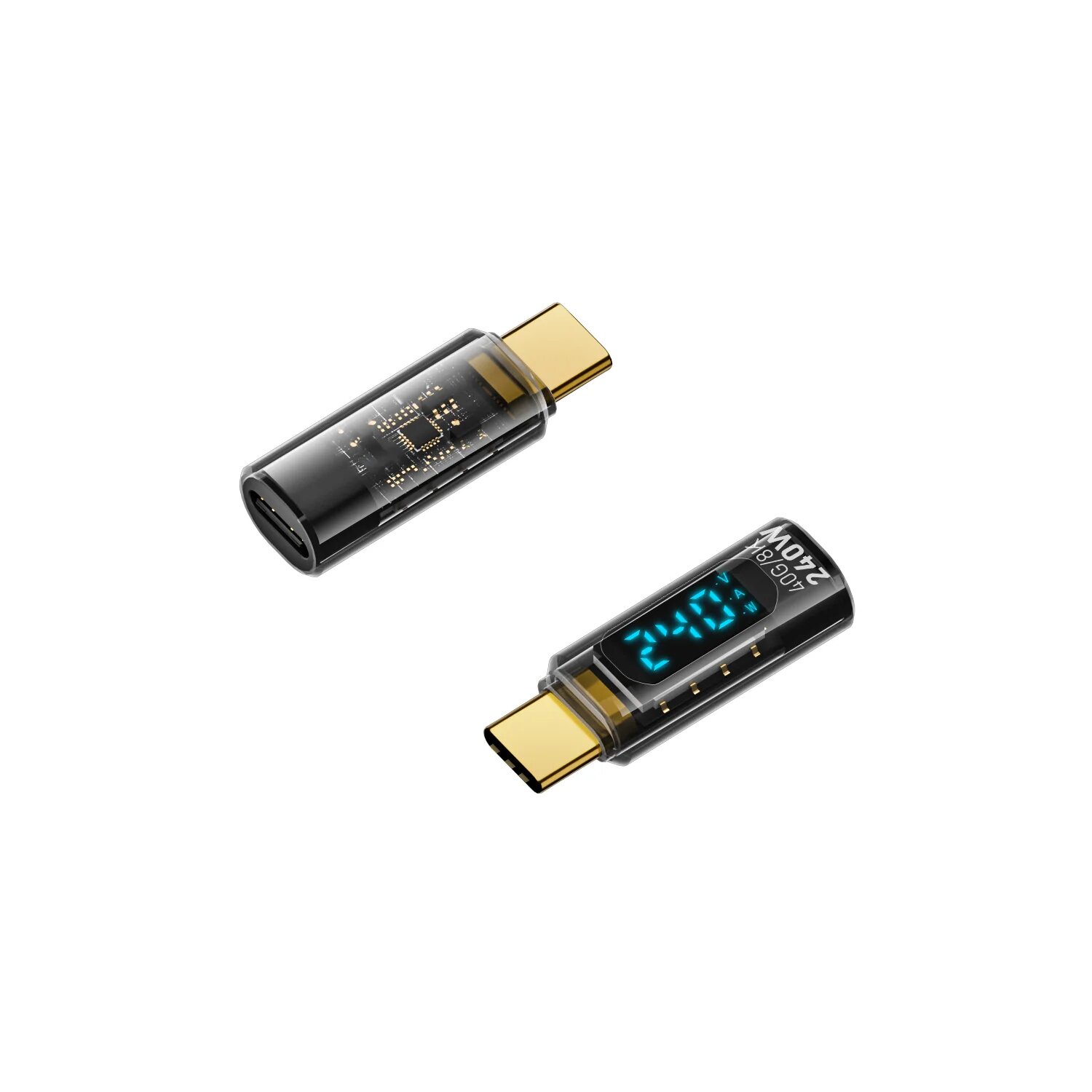 Адаптер USB C со светодиодным цифровым дисплеем, разъем USB-C PD 240 Вт «папа-мама» для black-light