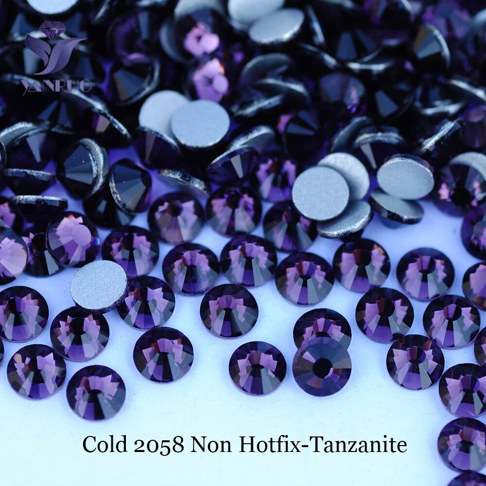 YANRUO Хрустальные стразы для декорирования SS3-SS34 Фиолетовый, SS16 1440Pcs, Tanzanite