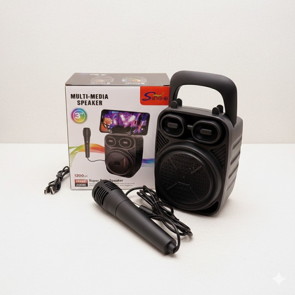 Портативная акустическая колонка с проводным микрофоном Sing-e ZQS1362, RGB подсветка