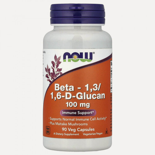 Изображение товара NOW Foods, бета-1,3/1,6-D-глюкан, 90 вегетарианских капсул